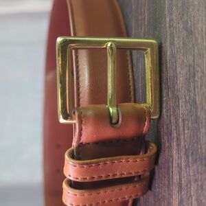 Vintage COACH British Tan Genuine Leather Brass Buckle Belt Made in USA